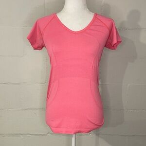 lululemon athletica Coral Pink V-Neck Short Sleeve Tee
